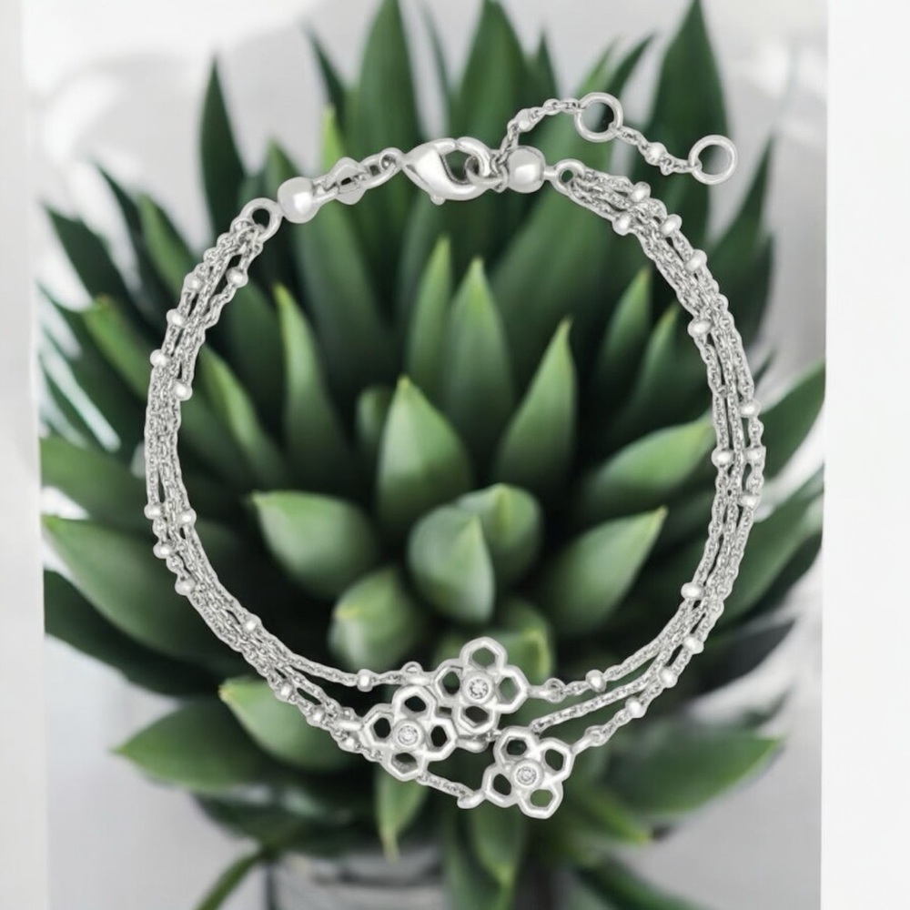 Kendra Scott Rue Multi-Strand Bracelet, Rhodium-Plated NWT & Pouch - Picture 2 of 7